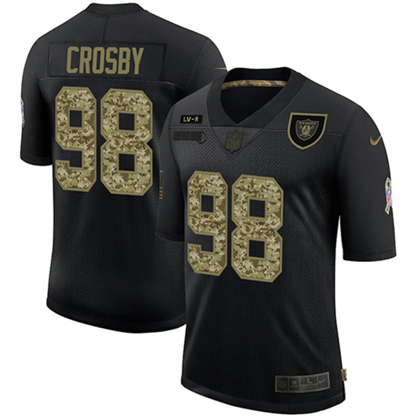 Men's Las Vegas Raiders #98 Maxx Crosby Black Camo Salute To Service Limited Stitched NFL Jersey